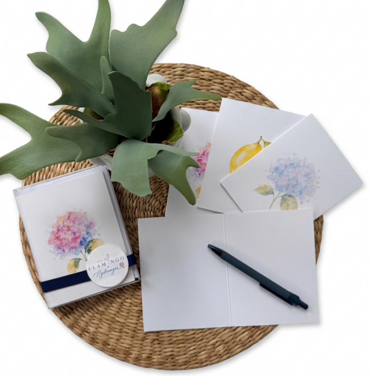 Hydrangeas + Lemons Notecard Collection: Set of 8