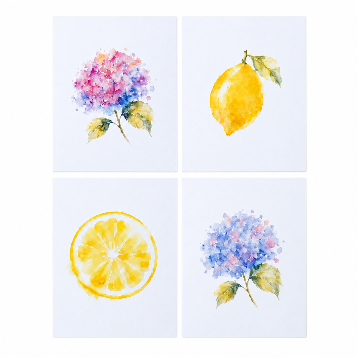 Hydrangeas + Lemons Notecard Collection: Set of 8