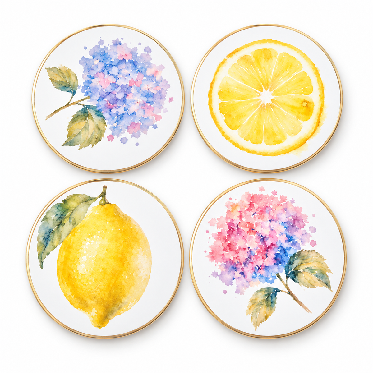 Hydrangeas + Lemons Coaster Collection