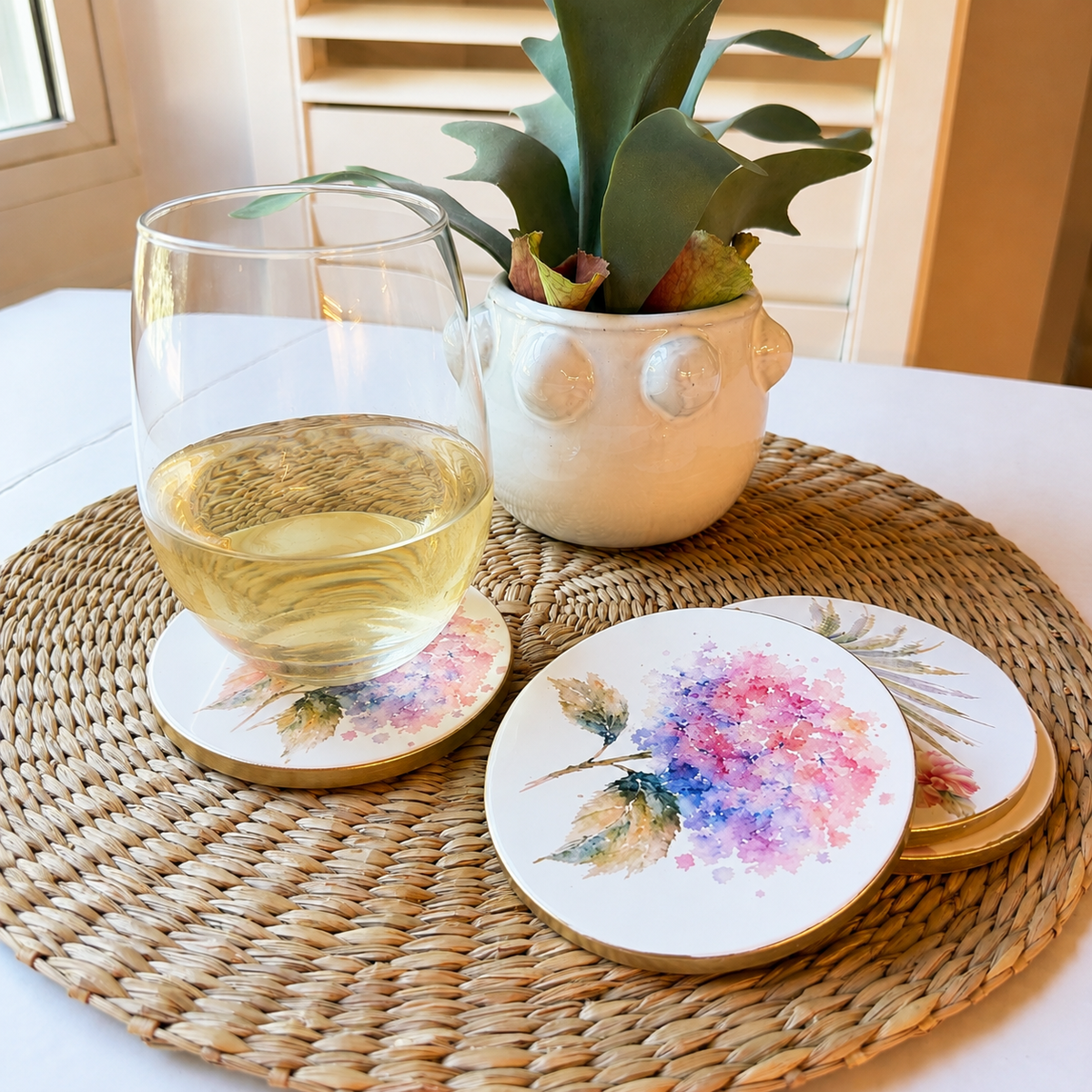 Hydrangeas + Lemons Coaster Collection